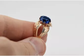 Oryginalny wyrób Vintage 14k z różowego złota Szafir Pierścionek Styl Vintage vrc135r